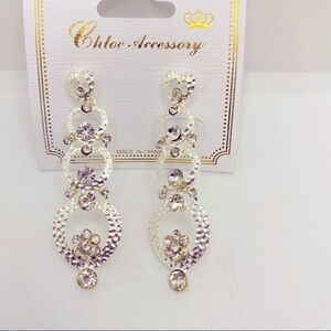 Earrings Hearts with Crystals in Silver tone Cute